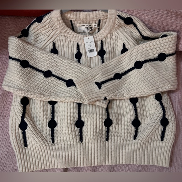 NWT Tory Burch Sport Merino Wool Dot Sweater - Picture 5 of 10